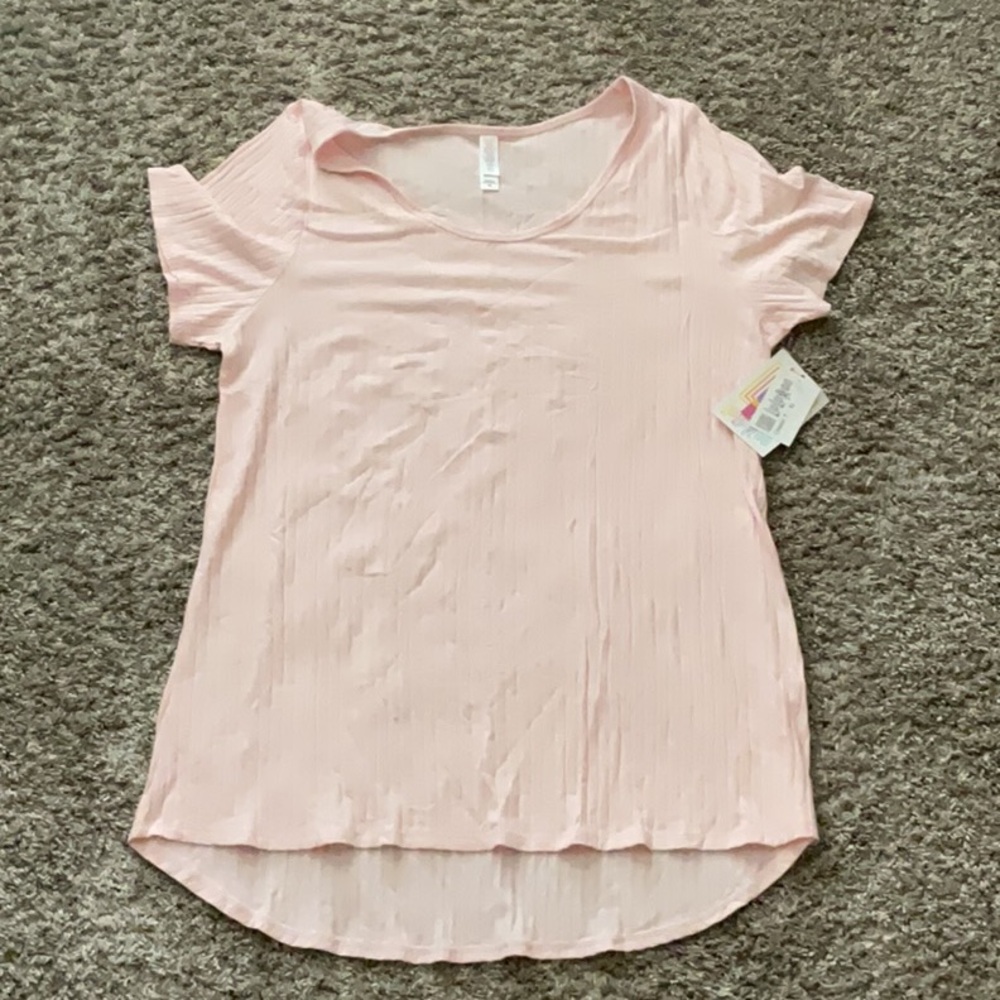 LuLaRoe Pink Relaxed High Low Short Sleeve T-Shirt